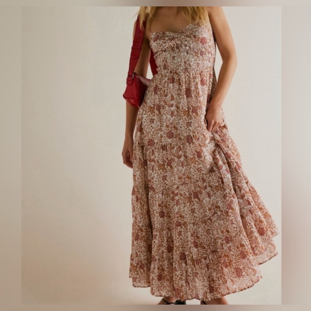 Free People Ivory Floral Print Maxi